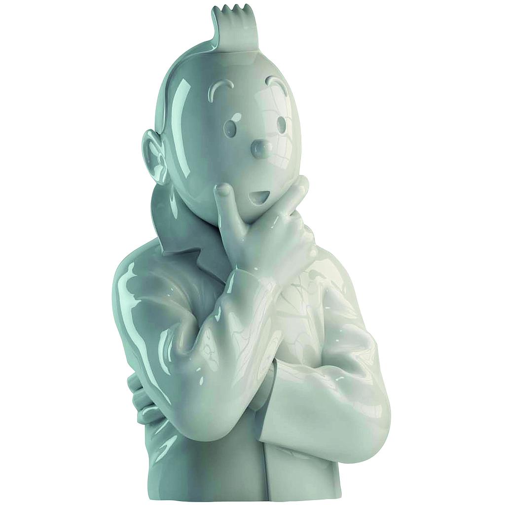 Figurine porcelaine Tintin - Buste Tintin pense