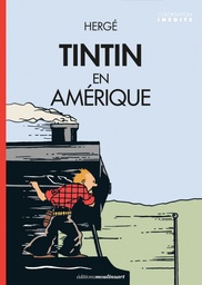 Poster Hergé Couv Les aventures de Tintin N/B Colorisé T03 - Tintin en Amérique (50x70) (Couv. Locomotive)
